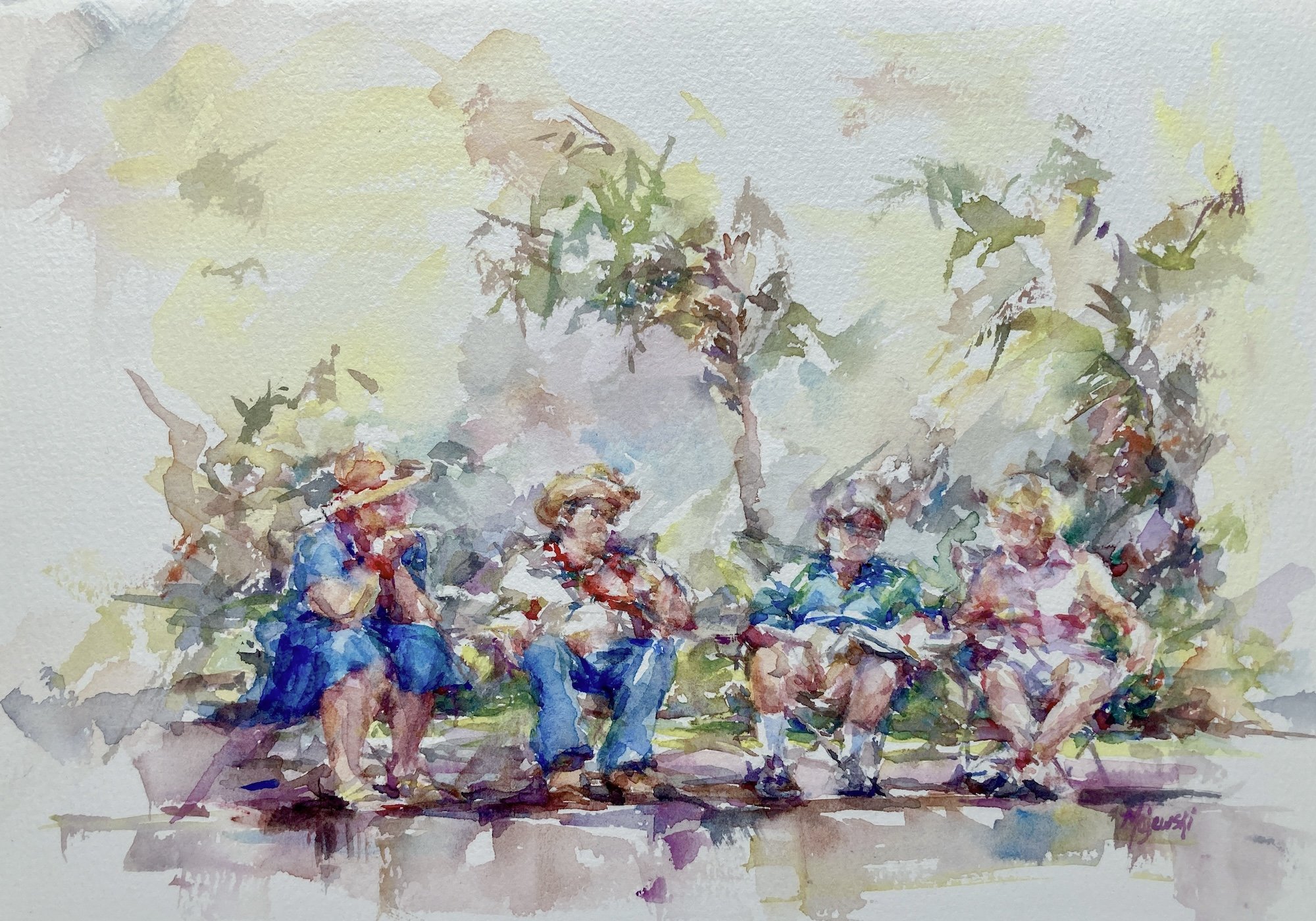 Waiting for the Parade, Carolyn Majewski 7x10