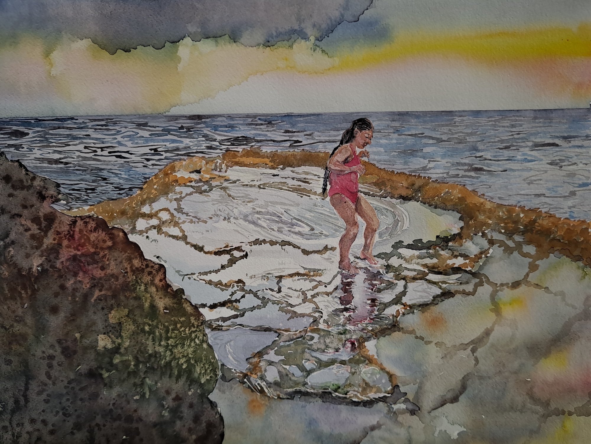 Bather at Kula'ila'i, Dawn Yoshimura 12x16