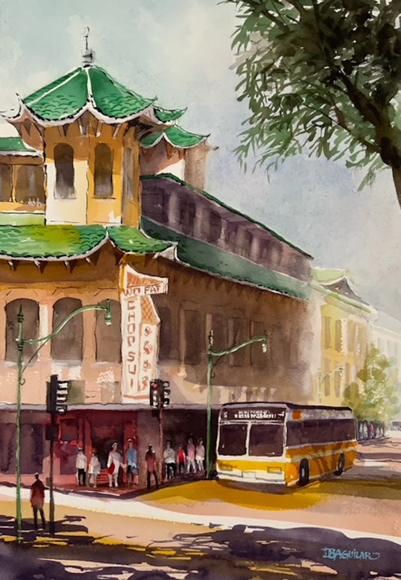 Dion Boyett Aguilar, Old China Town 15.5"x10.75"