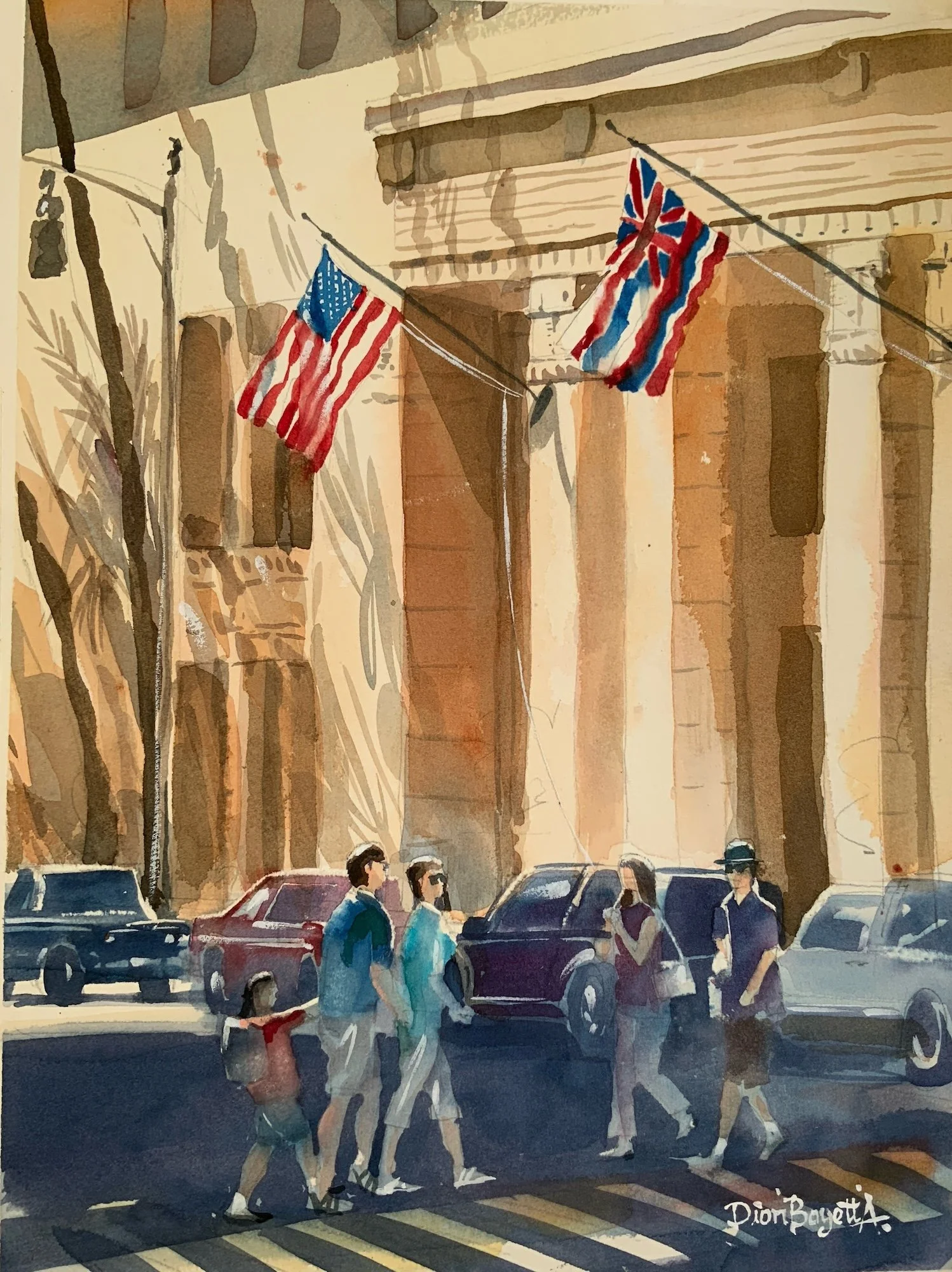 Dion Boyett Aguilar, Everyday Freedom Beneath the Flags 11.5x8.5