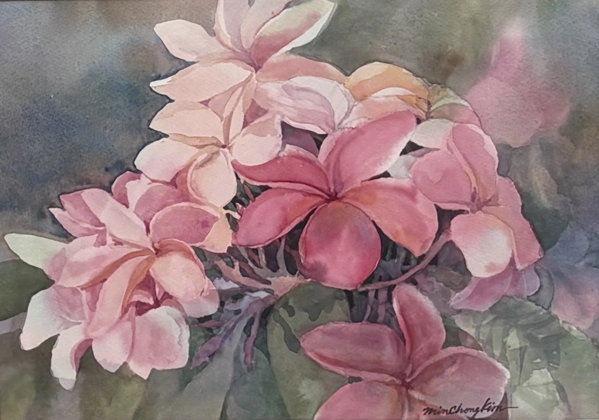 Min Chong Kim, Pink Plumeria 11x16