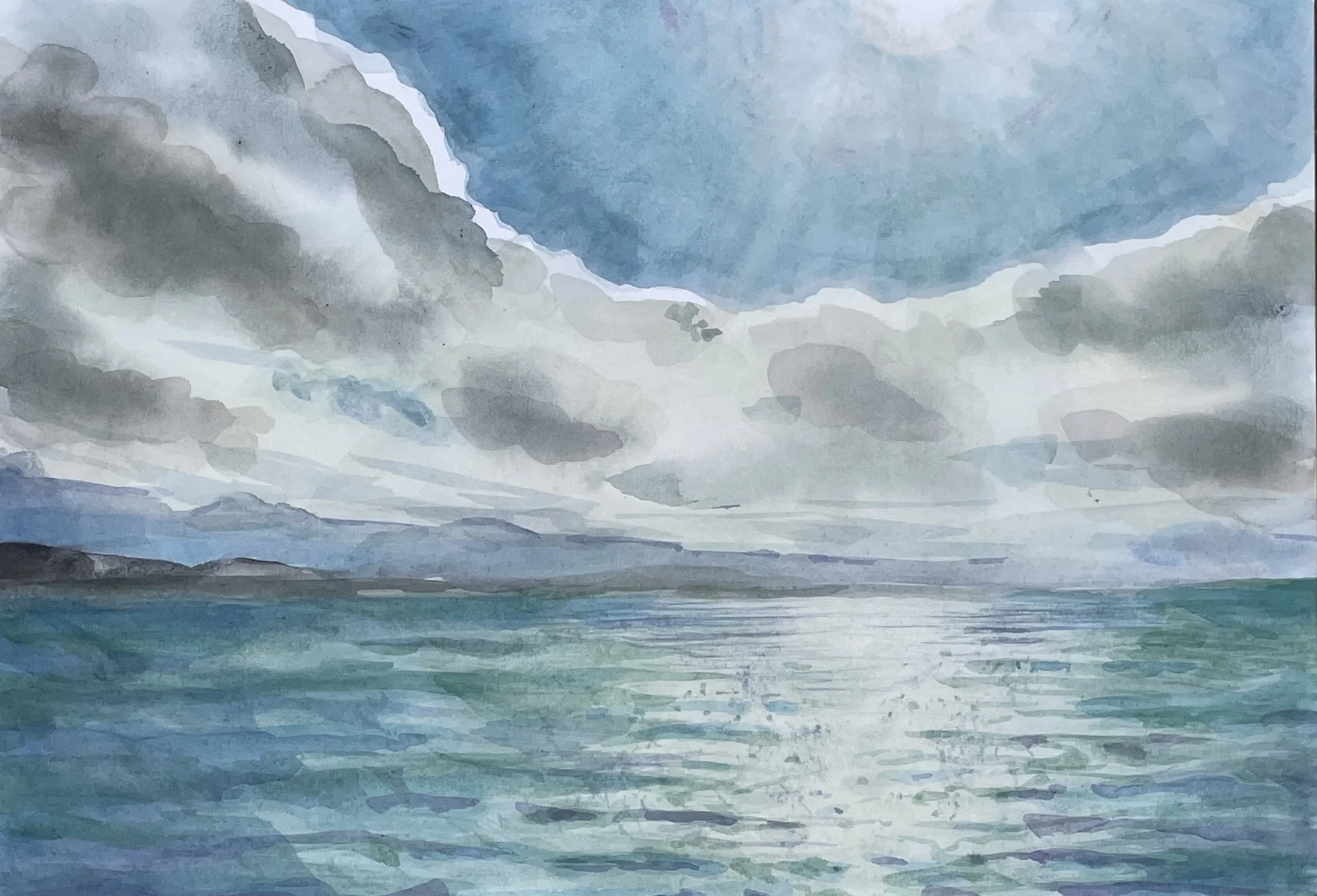 Andrea Kato, View from Kahala Beach 7x10