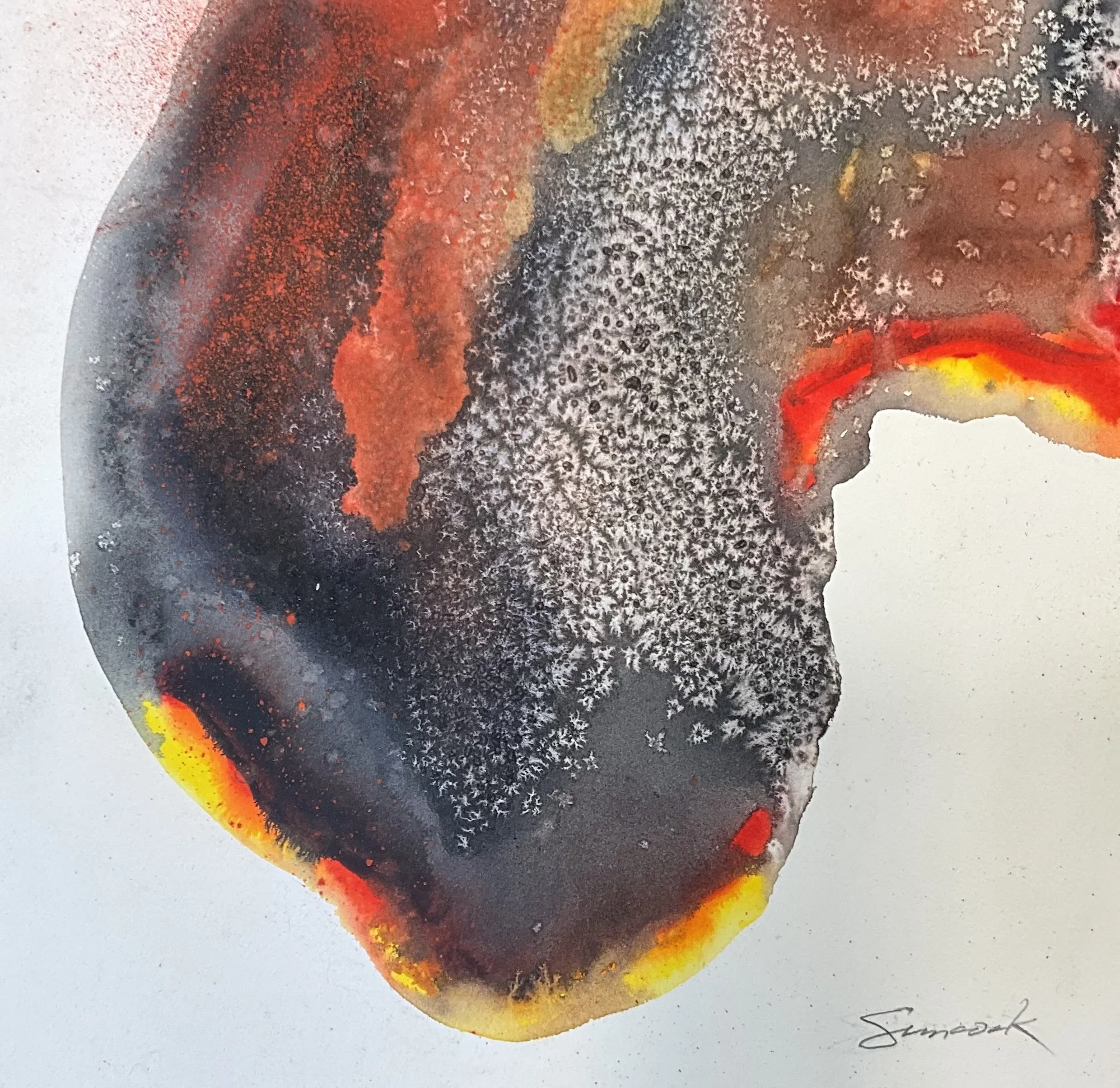 Brennan Simcock, Homage to PELE #3, 14x14, Transparent Watercolor