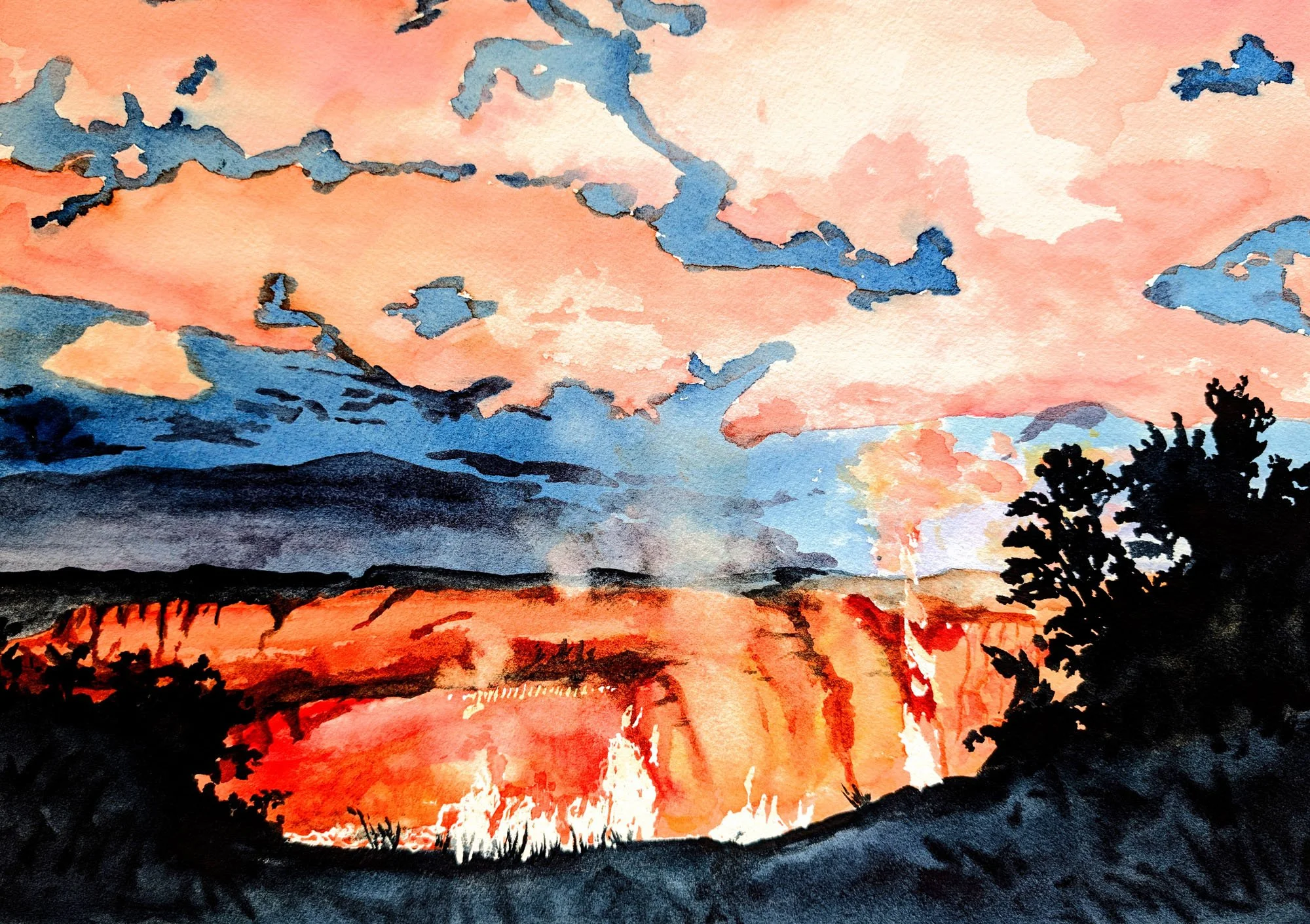 Lindy Colpo, Halema'uma'u, 12x16, Watercolor