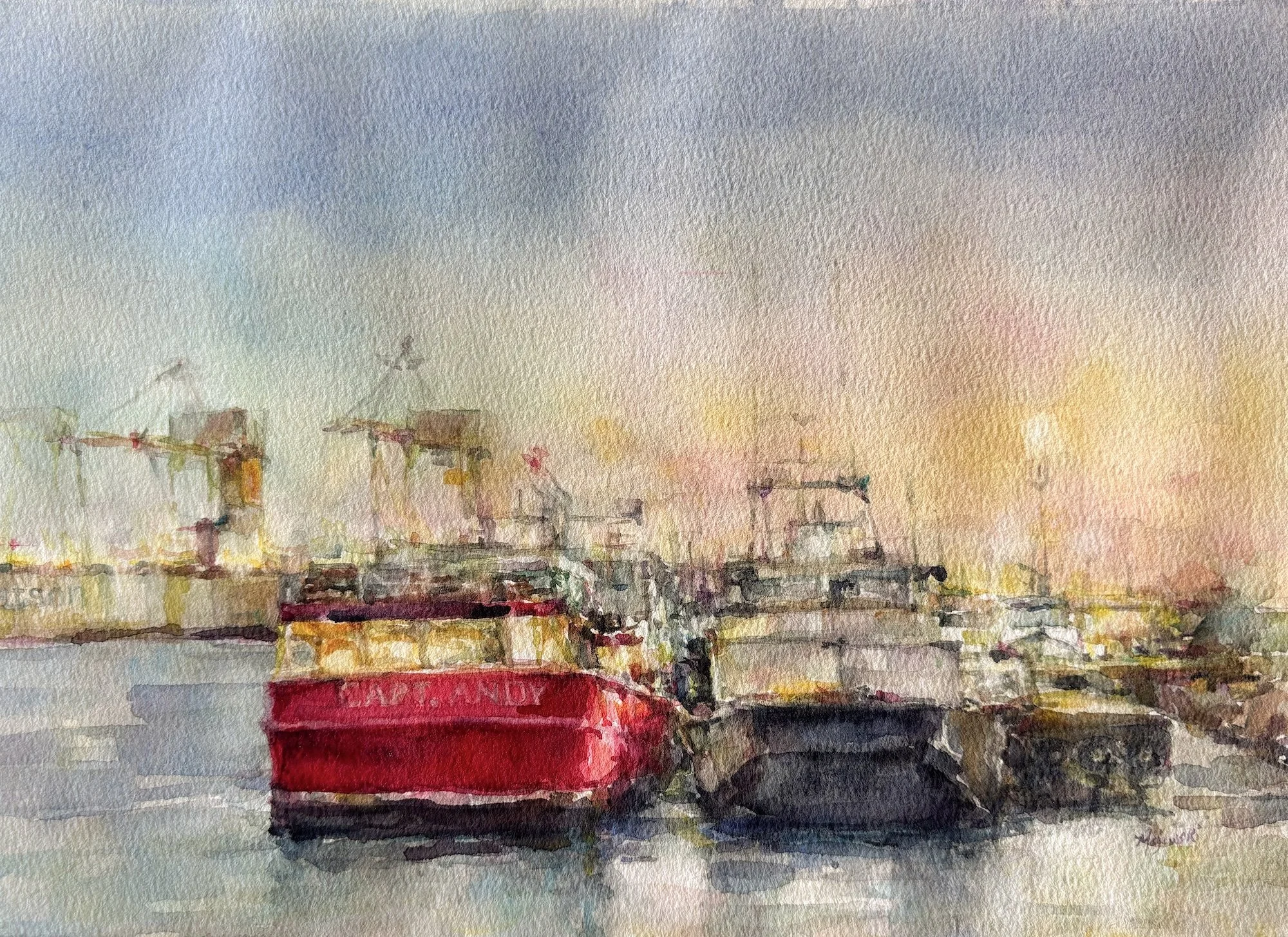 Carolyn Majewski, Twilight in the Harbor, 8x11, Transparent Watercolor