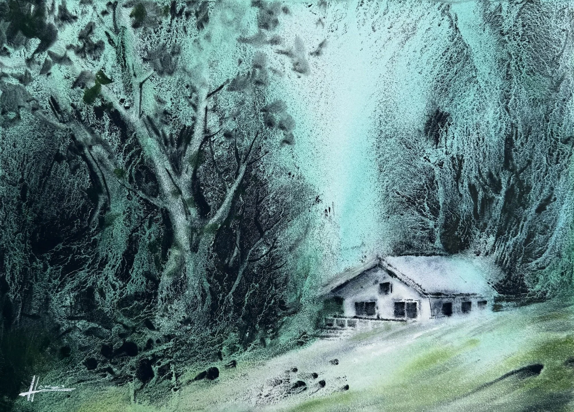Anna Haftkovych, Safe Harbor in the Woods, 10x13.75, Watercolor