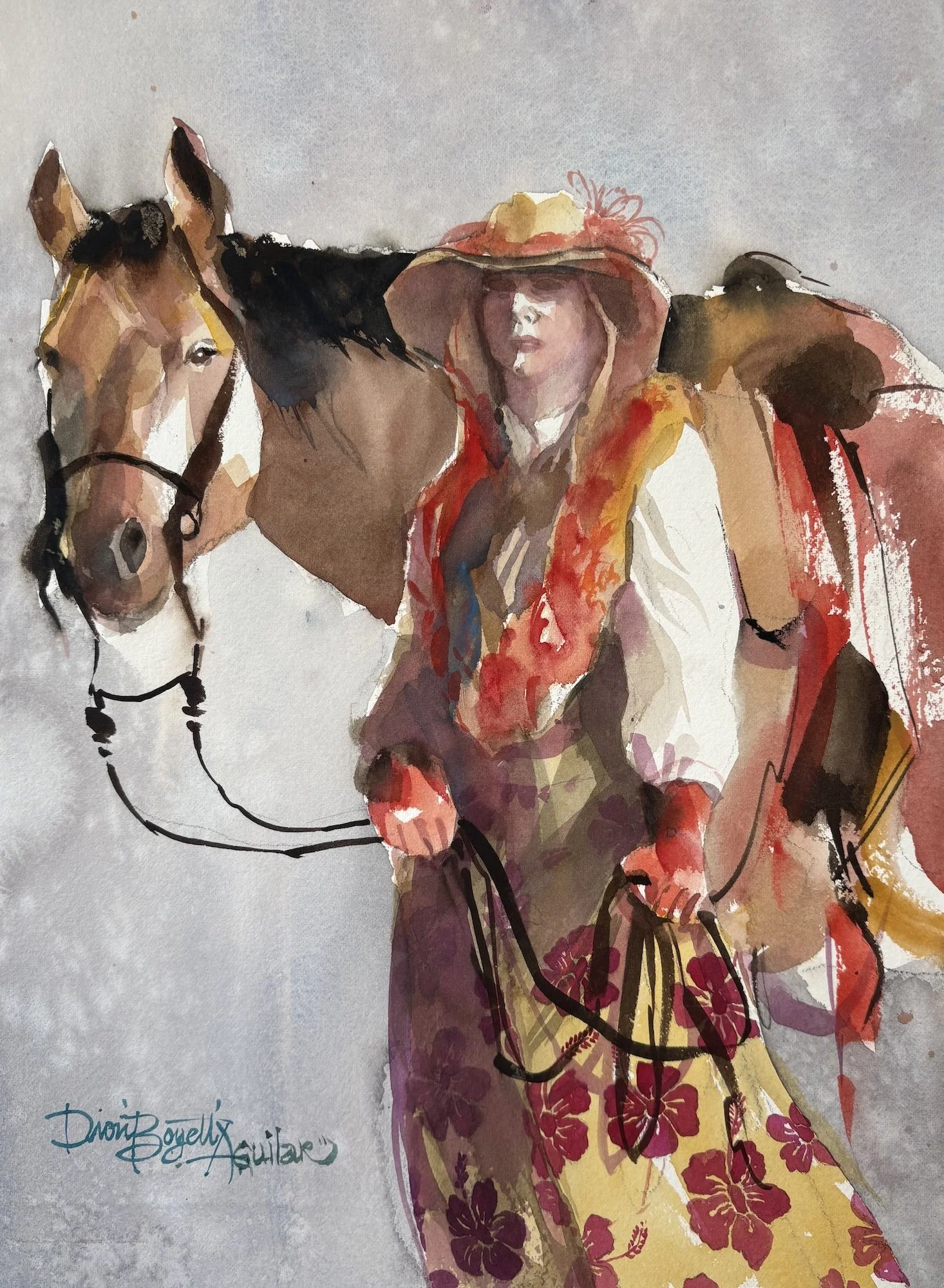Blonde Paniolo Cowgirl by Dion Boyett Aguilar 14x10.5