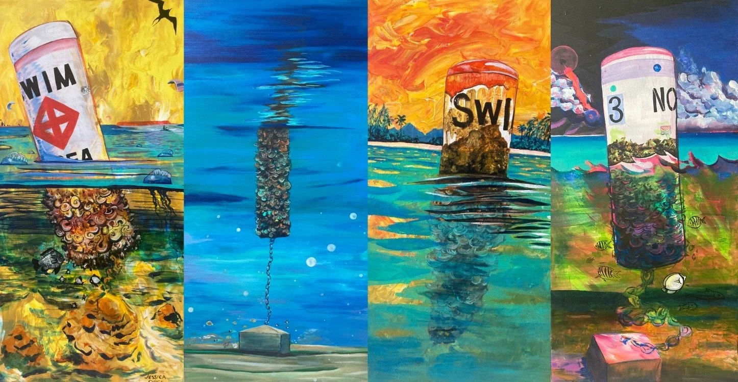 Jessica Orfe, The Buoys (quadriptych), 30x48, Acrylic on Canvas