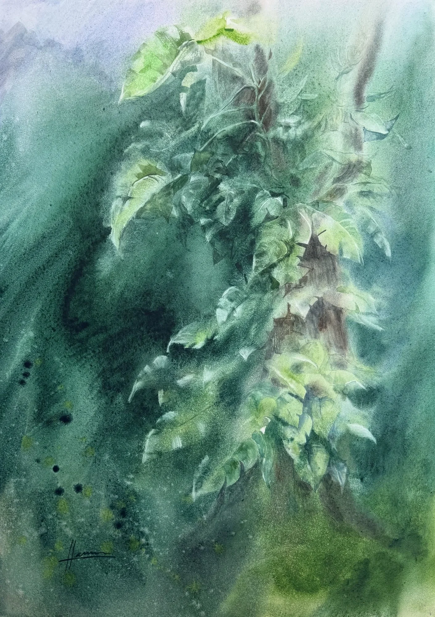 Anna Haftkovych, Whispering Green, 20.5x15, Watercolor