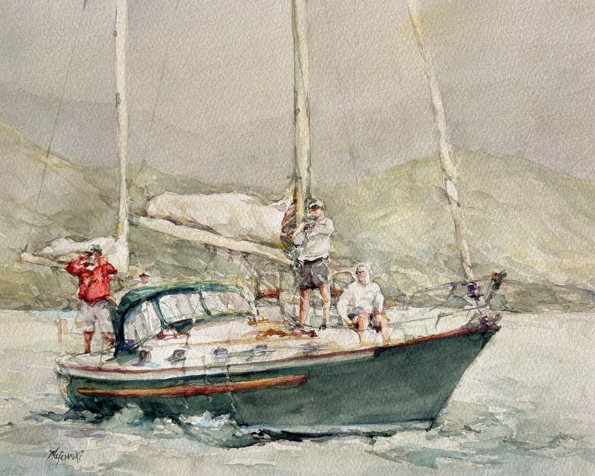 Carolyn Majewski, On the Finish Line, 8x10, Transparent Watercolor