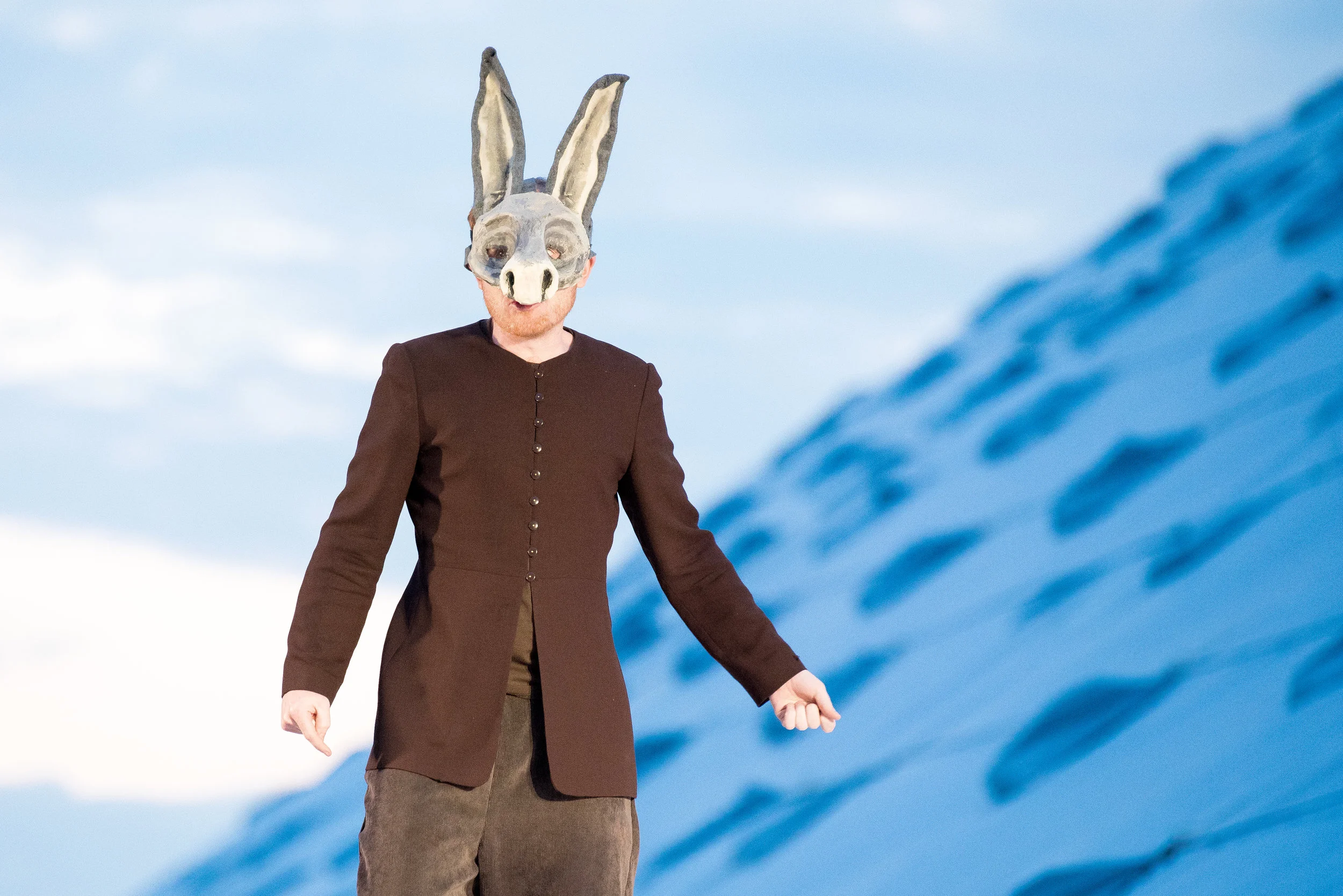 Brooks Reeves is performing in his ninth production the Apollinaire Theatre Company as Bottom. Reeves captivates the audience with the comical role, running amidst the salt piles.