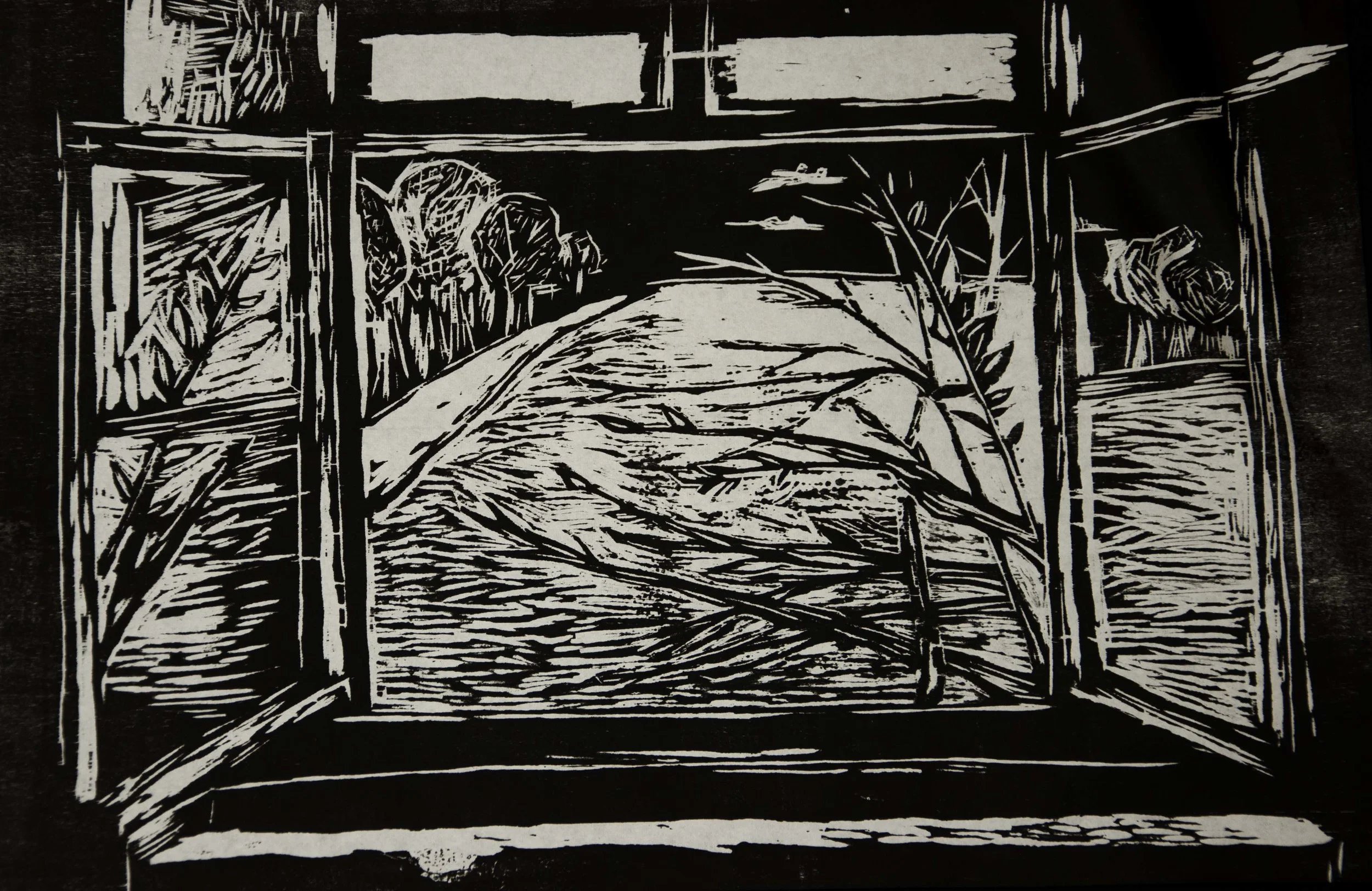 "New Beginning" Woodcut. 2013.