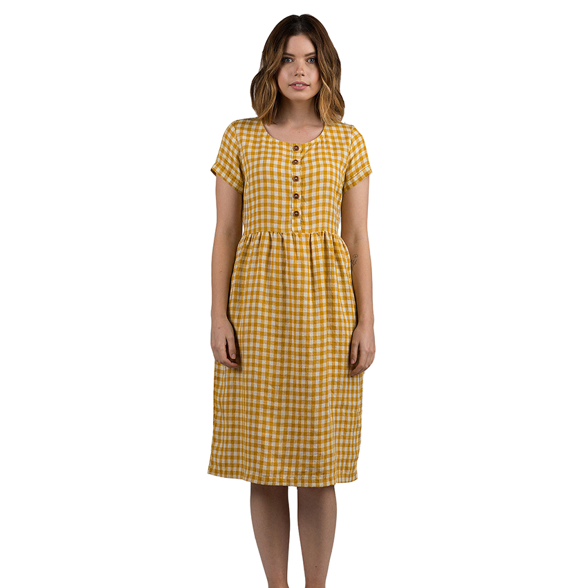 Linen-Dress-+Model-No-11-Sunflower-Check-Pyne-and-Smith-01.jpg