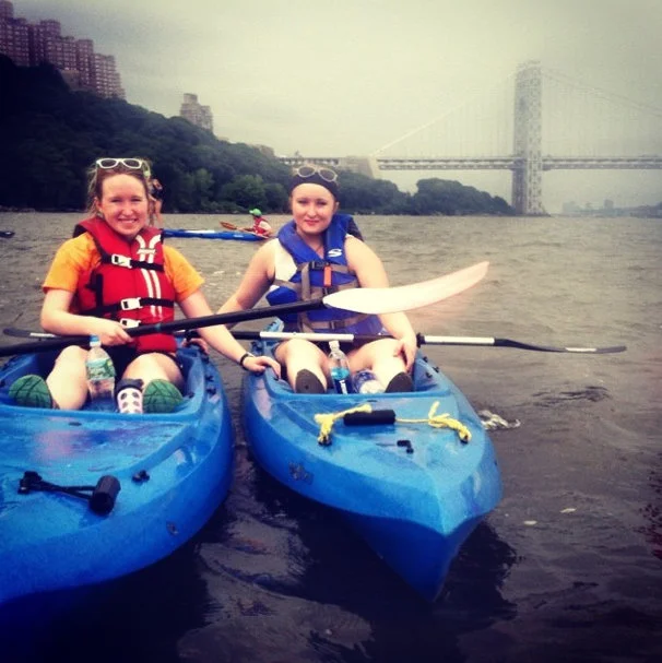 Erin and Mary at the turnaround near the George Washington Bridge.