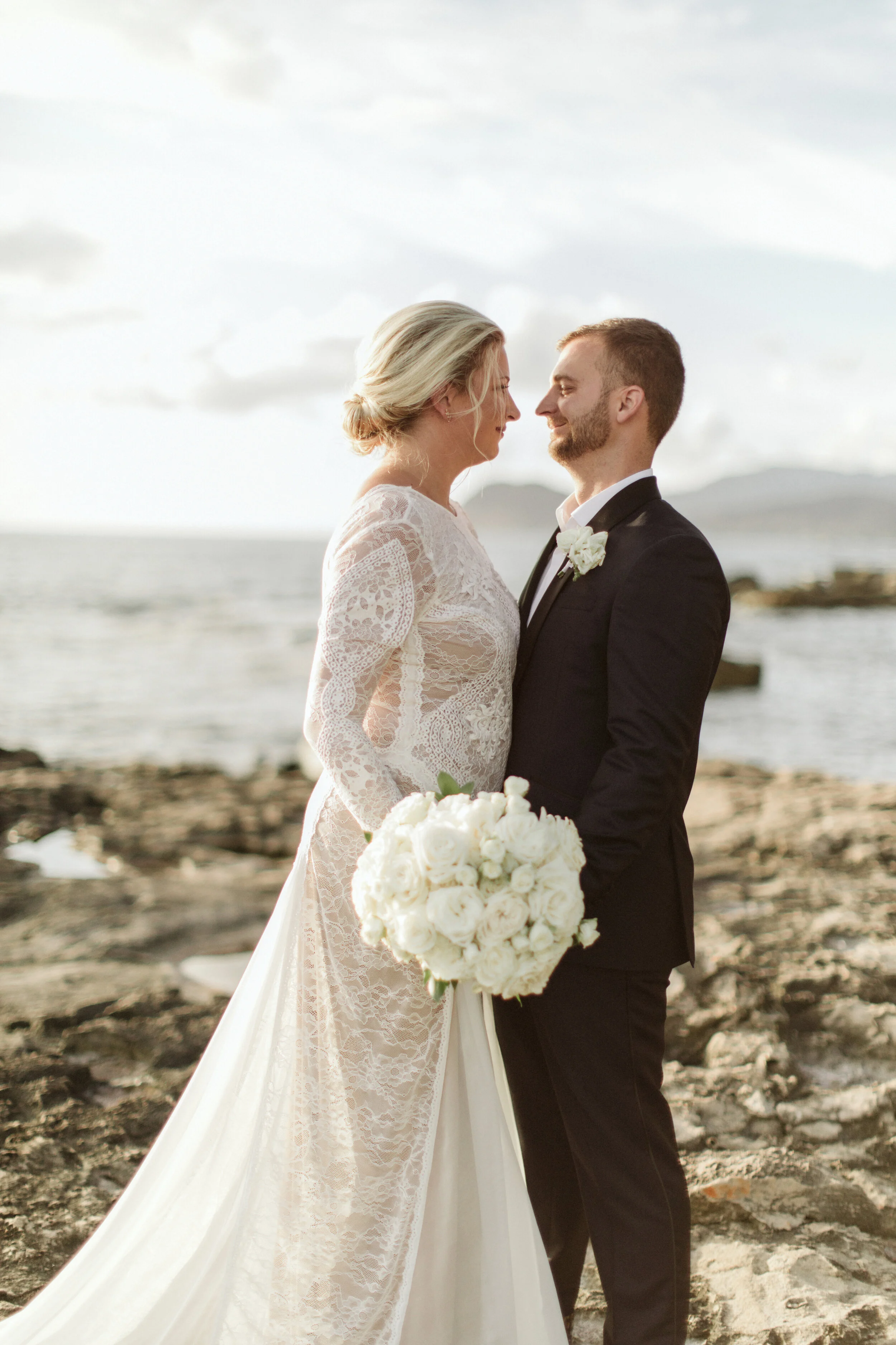 Oahu Sunset Grove Elopement in All White