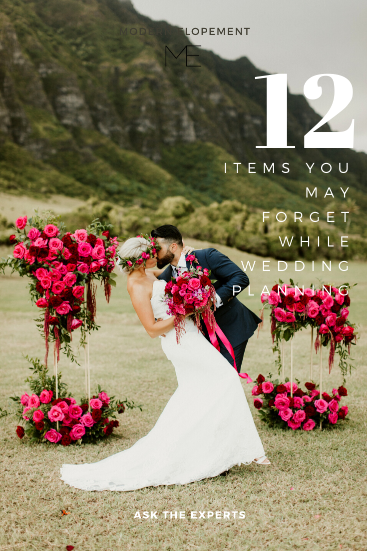 12 Items you May Forget During Elopement Wedding Planning