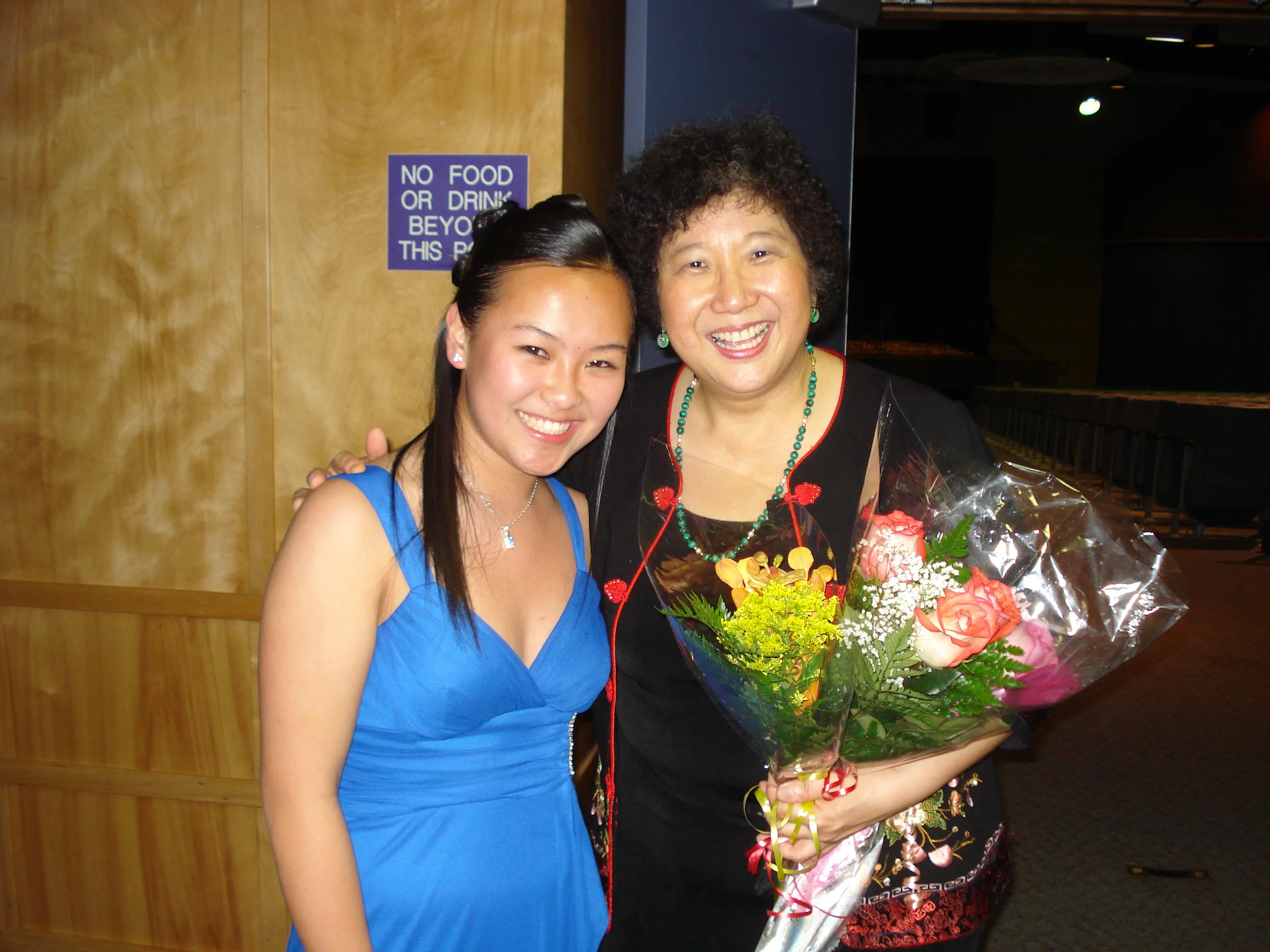 Young Clarinetist Amy Zhang with Maestra Lin after a successful performance