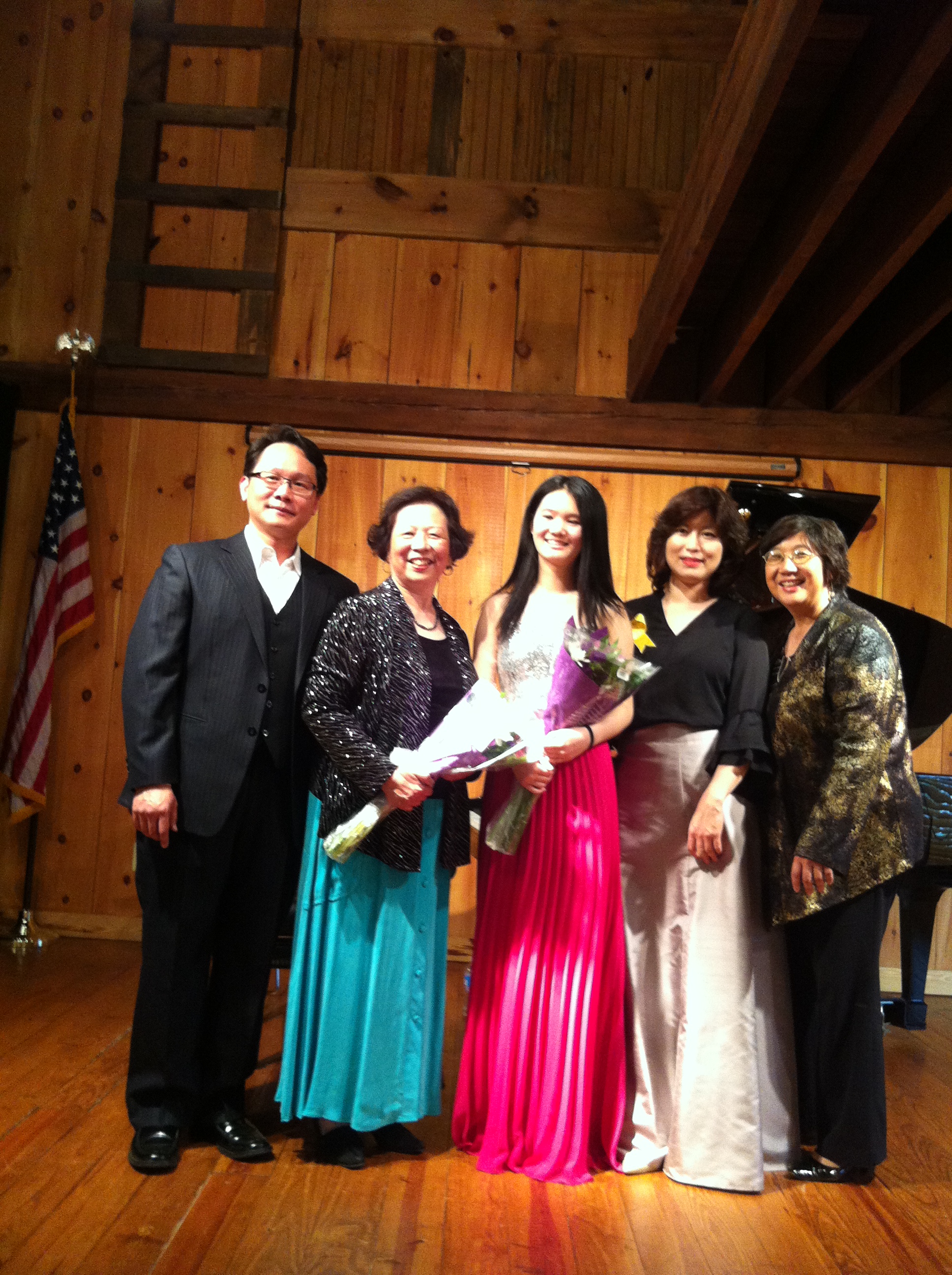 Kevin Tsai, Chiu-Ling Lin, Angela Zhao, Mira Kang, and music director Chiu-Tze Lin