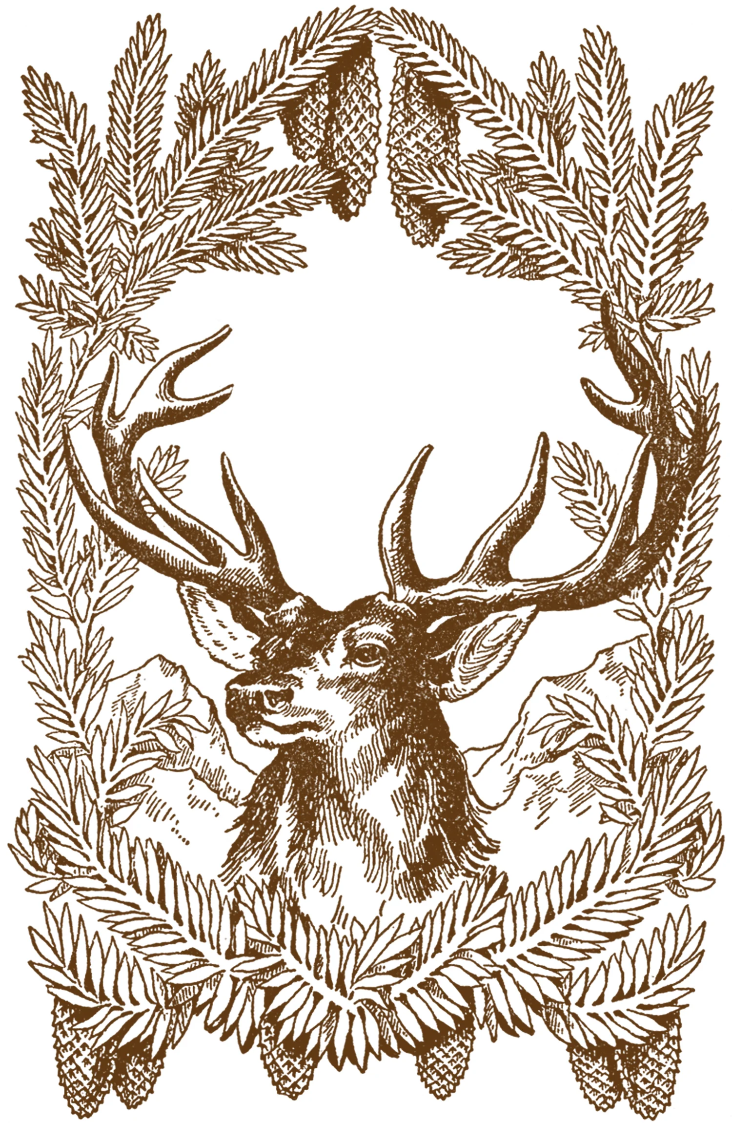 Vintage holiday deer art - unknown artist.
