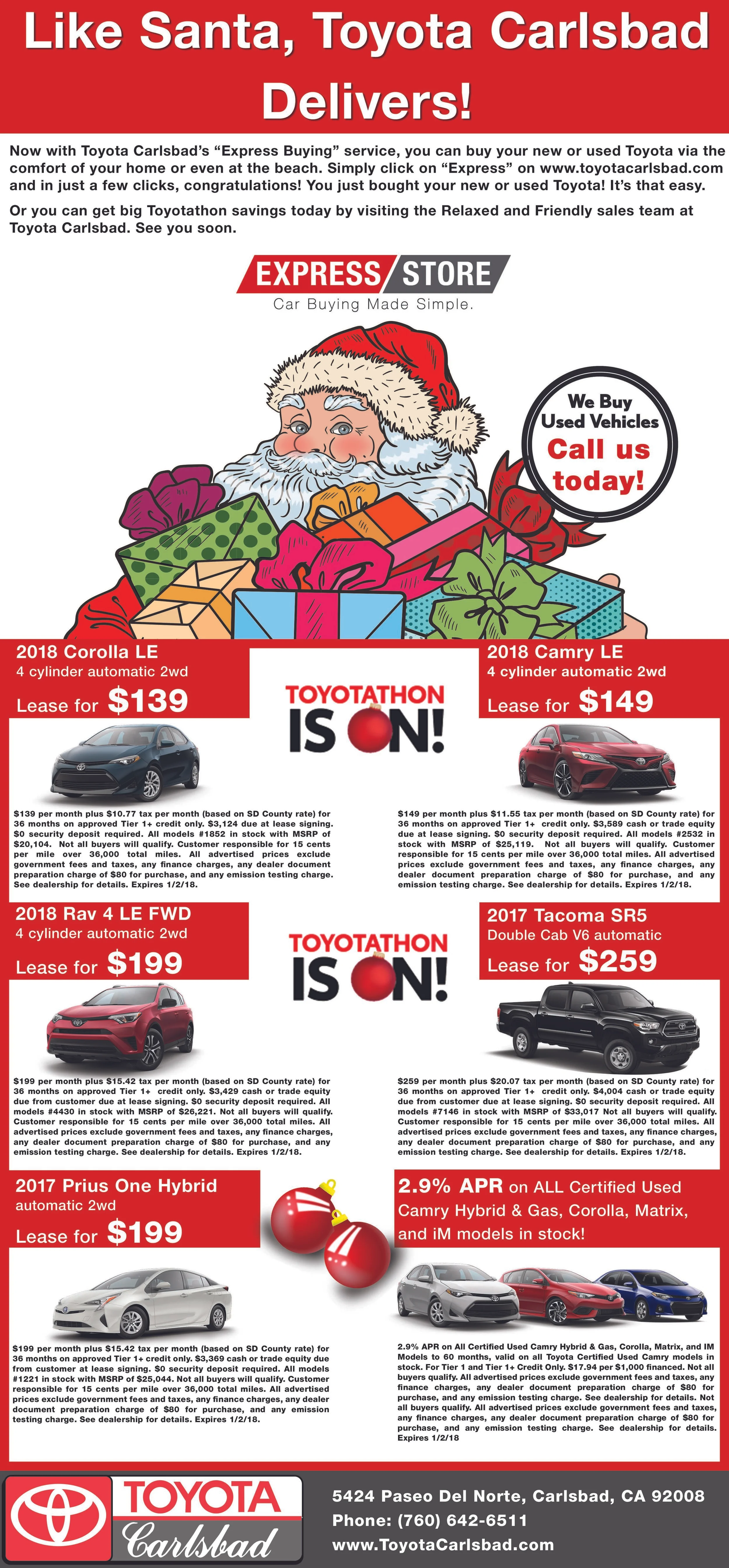 Toyota Carlsbad Union Tribune Ad