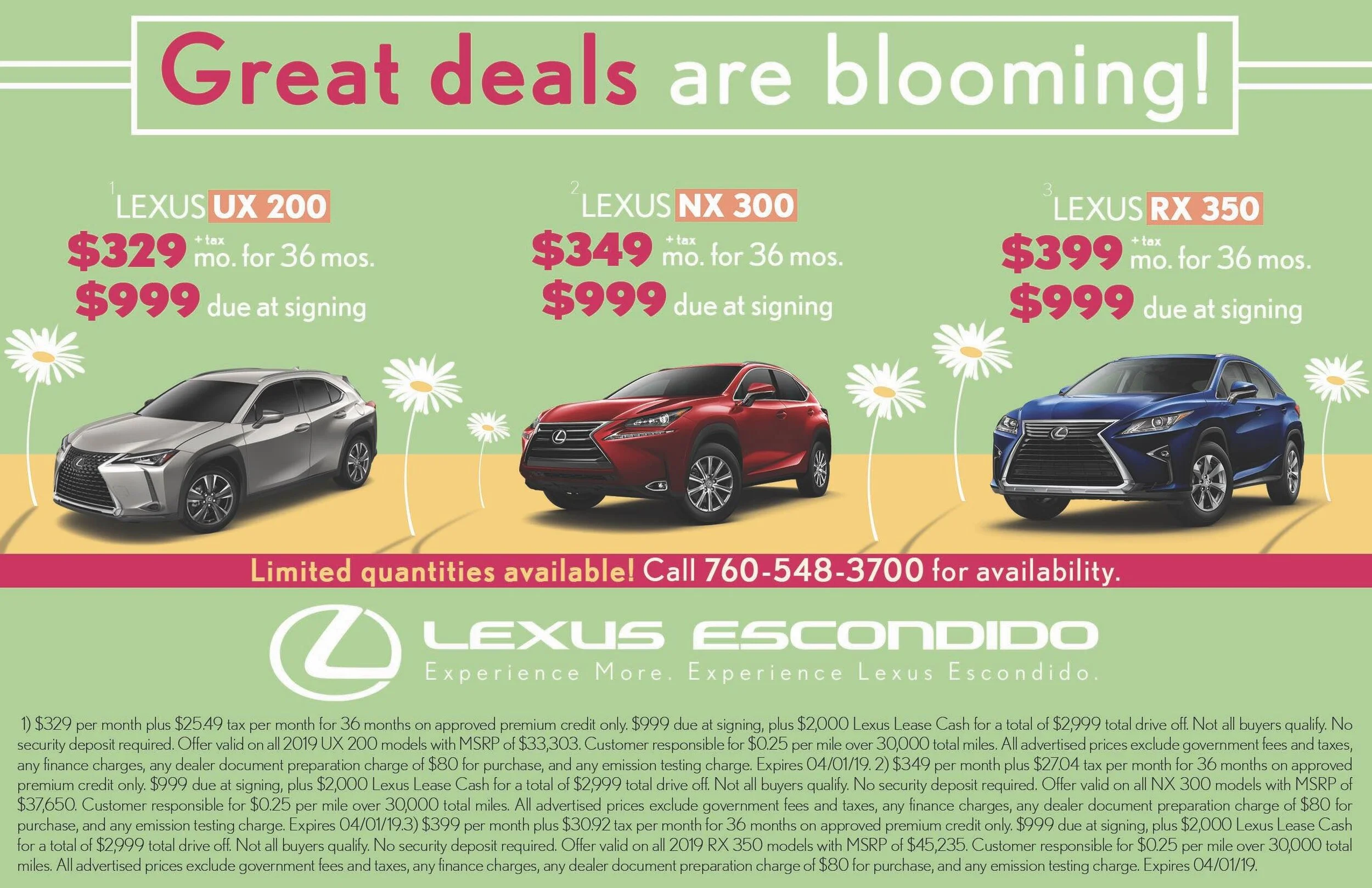 Lexus Escondido Lease Specials March Flyer