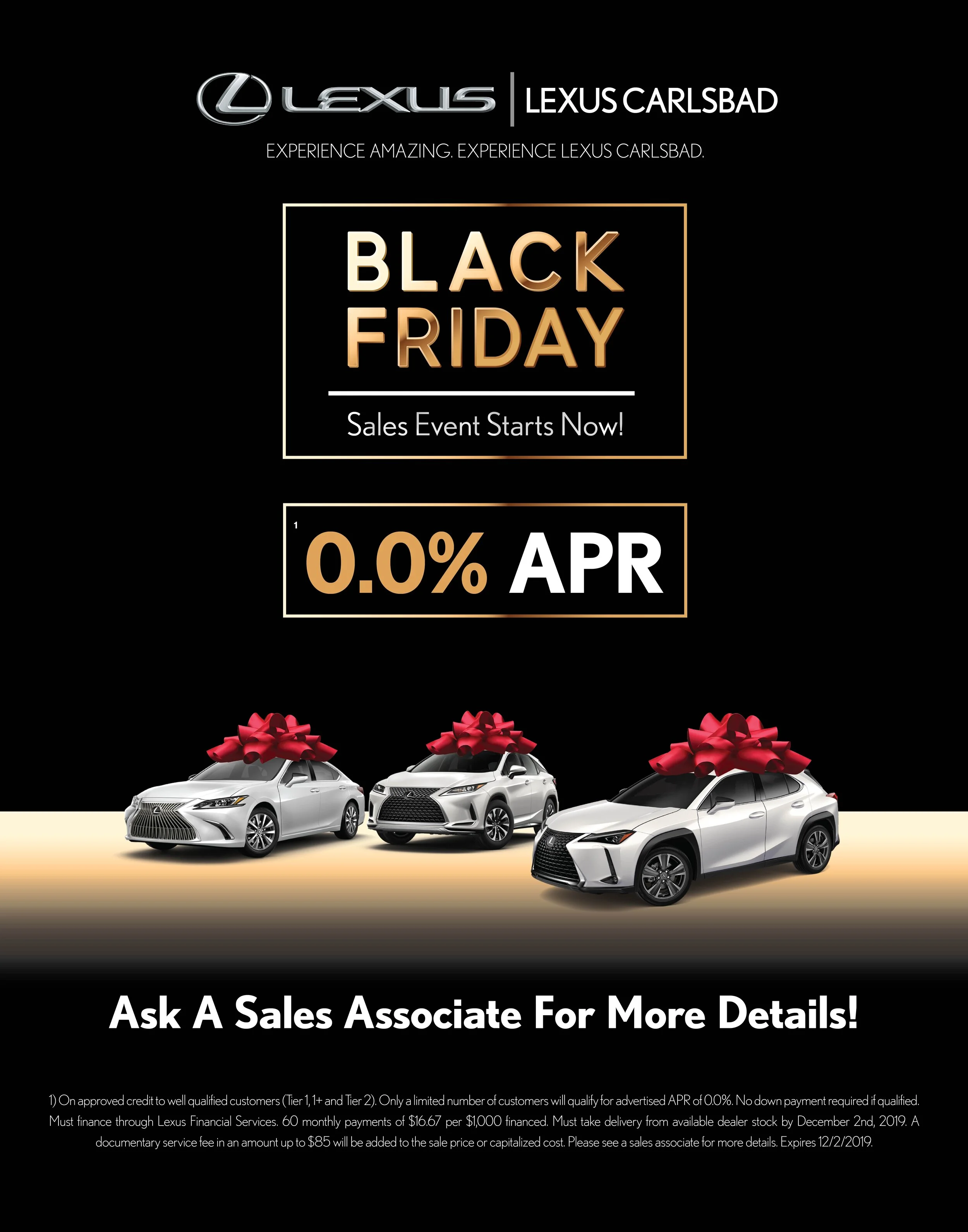 Lexus Carlsbad Black Friday 22x28inch Sign