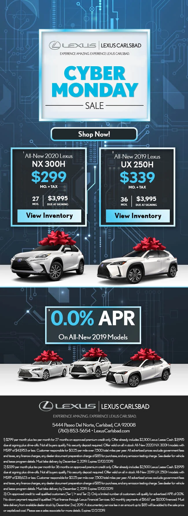 Lexus Carlsbad Cyber Monday Sale Email Campaign