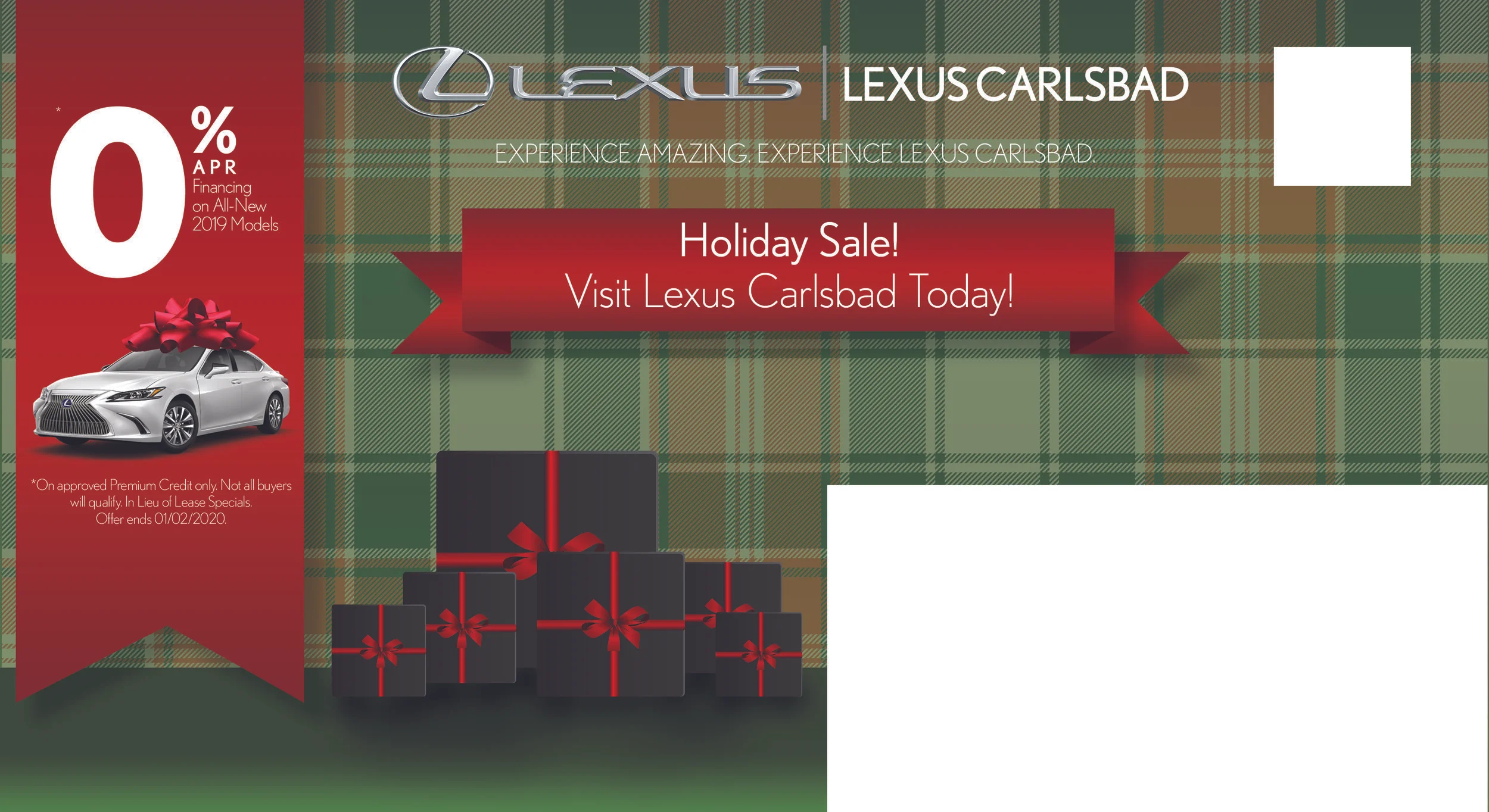 Lexus Carlsbad Holiday Direct Mailer (Back)