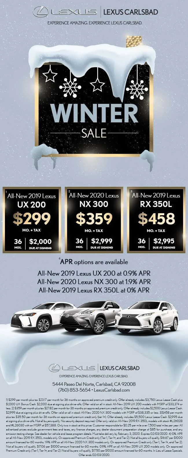 Lexus Carlsbad Winter Sale Email Campaign January 2020