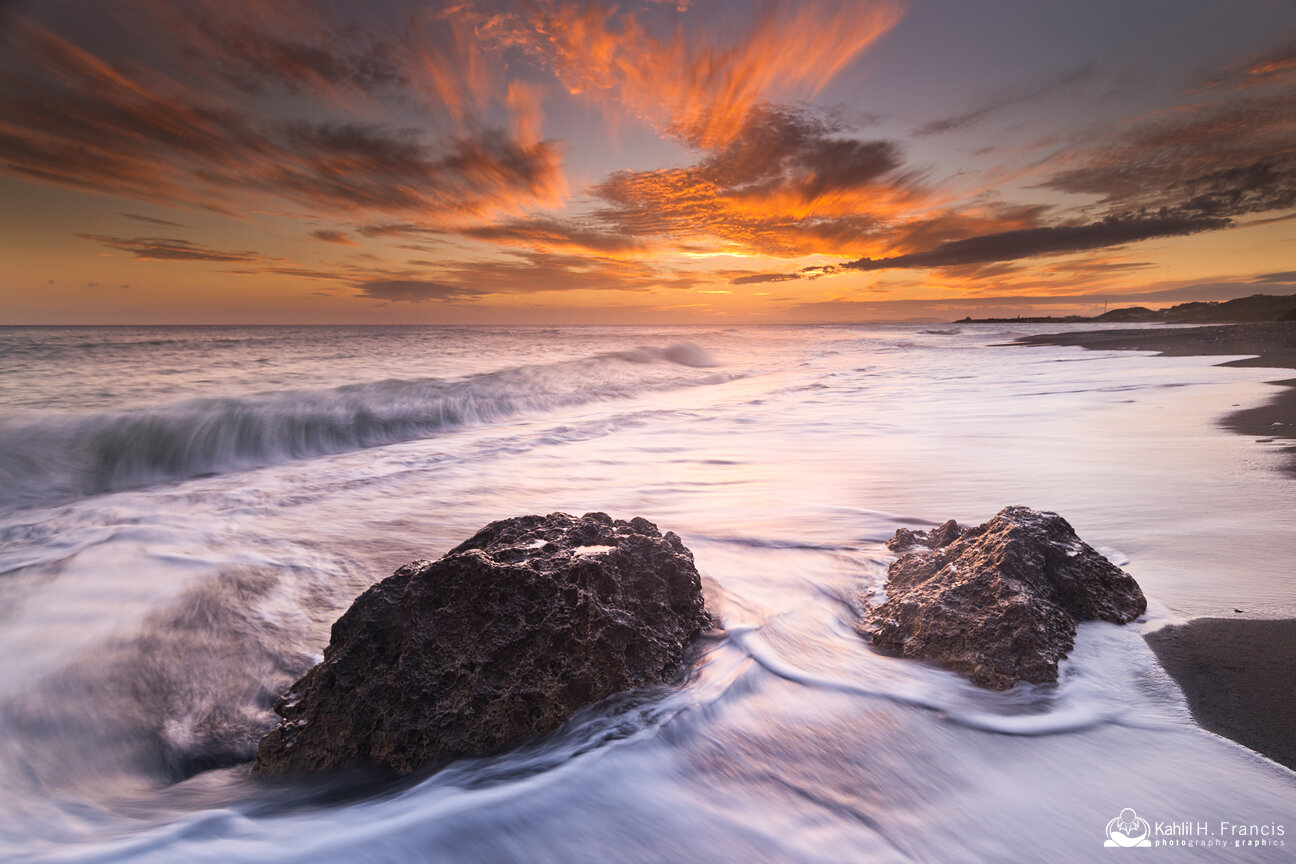 Boulder in the Surf at Dusk - Bob Marley Beach