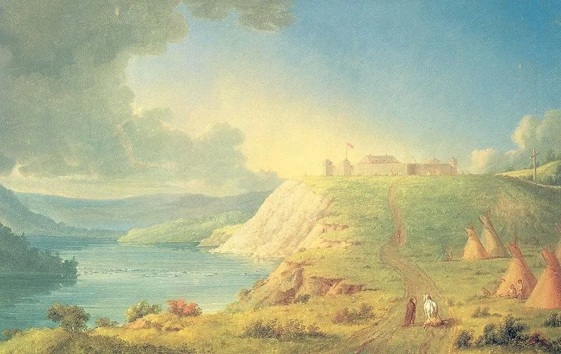 Fort Edmonton up there on the cliff. Painted by Paul Kane, 1846 Image from Wikipedia