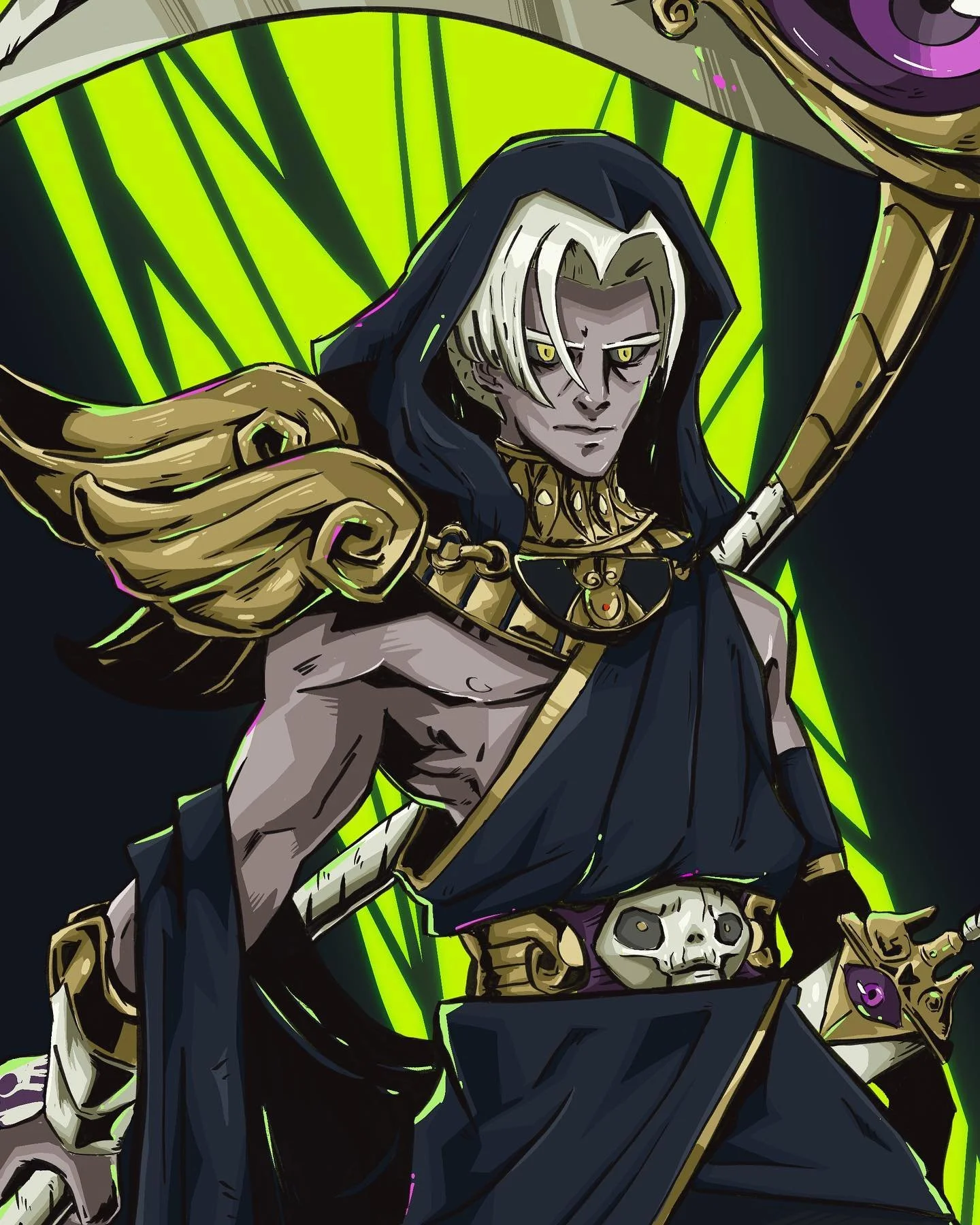 More than a doodle and also Thanatos this time. Again, loved this game and the awesome artwork of @jenzee_art Still playing for that epilogue. #hadesart #hadesfanart #procreatework #procreateart #arttimelapse #thanatos #greekmythology #gameart #digit