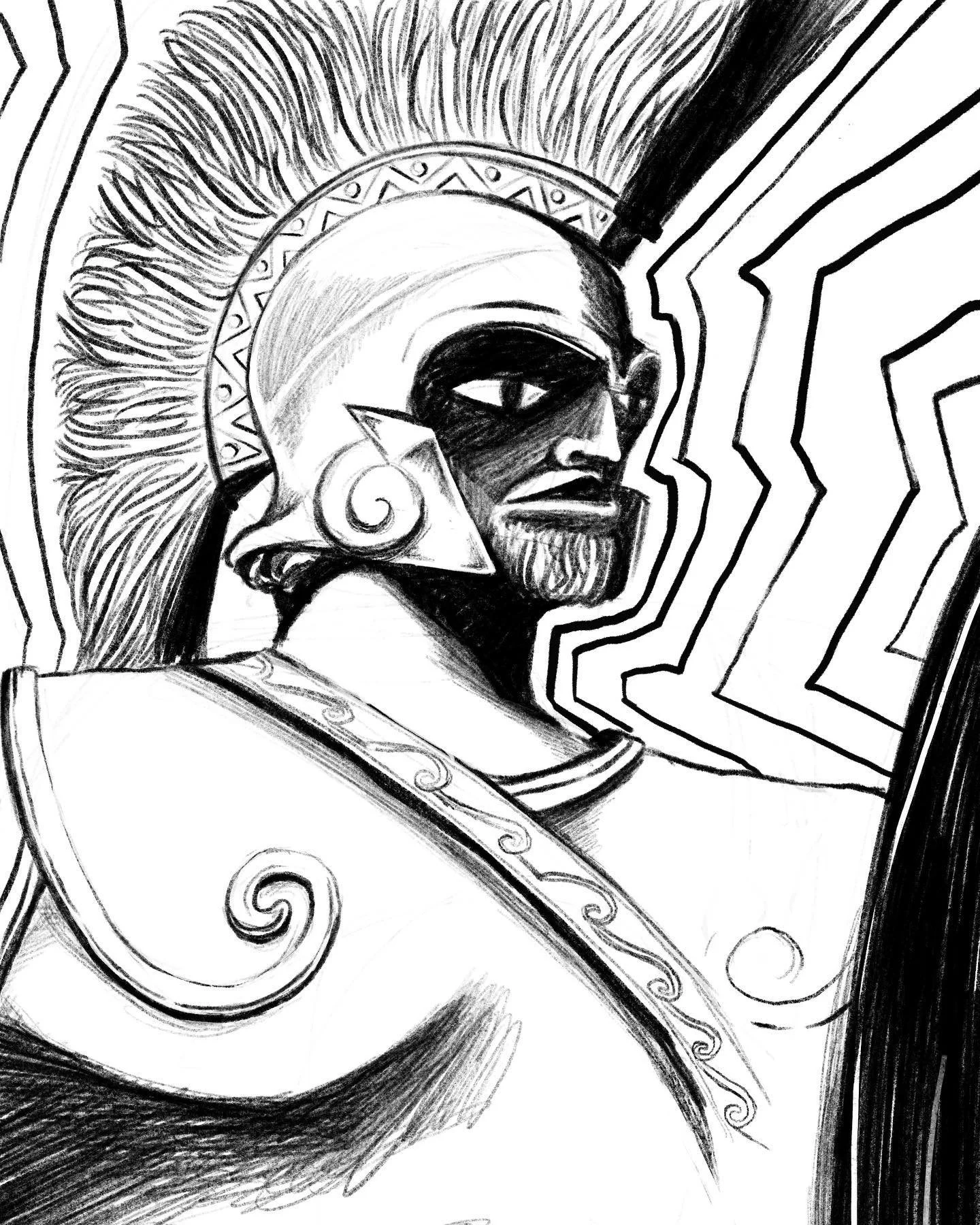 Haven&rsquo;t drawn in a while, thought I&rsquo;d do something a bit different. .
.
.
.  #spartan #sparta #drawings #sketches #sketching #procreatesketch #ipaddrawing #procreate