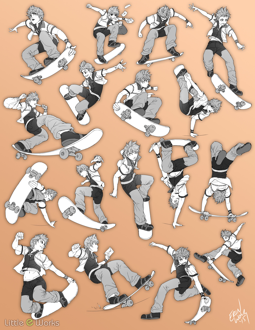 Practice with drawing bodies in motion. Character is from Kingdom Hearts.