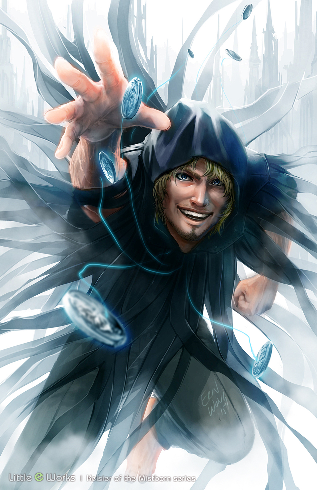 Illustration of Kelsier from Brandon Sanderson's Mistborn series.