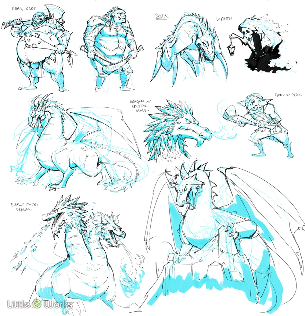 Monster concepts for SlugfestGames’ Red Dragon Inn: Battle For Greyport