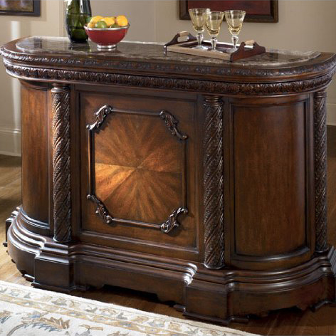 Old World Dark Brown North Shore Bar with Marble Top.jpg