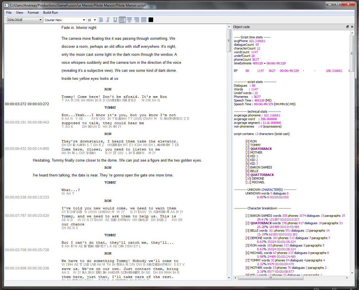 SCREEN TIME - QT interface script writing software 2013
