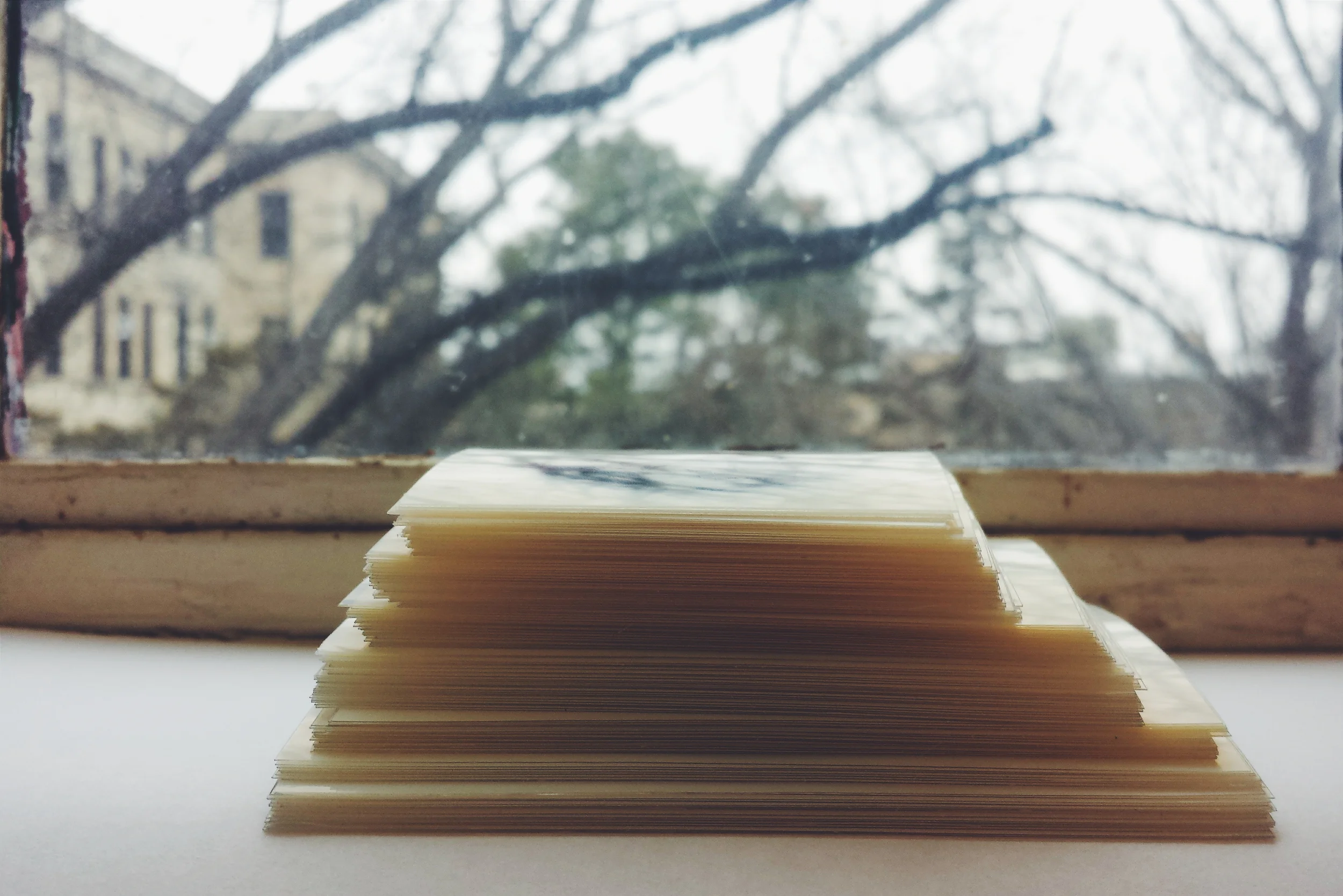 These are the roughly 150 miniature prints that will be part of the installation. 