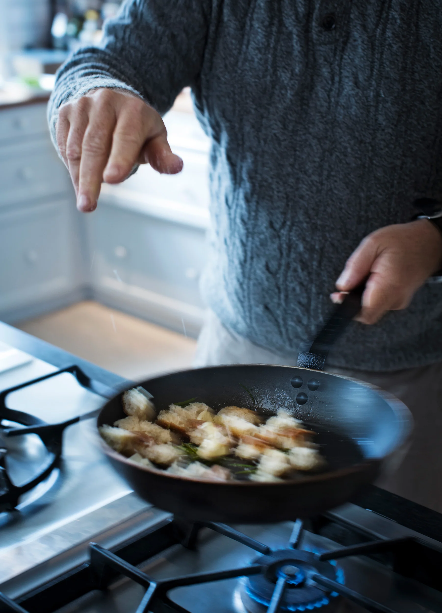 Adam Price builds up the perfect salad with duck confit for an article on his favourite Christmas dishes . He also made us a scoop of homemade vanilla icecream. Sublime.