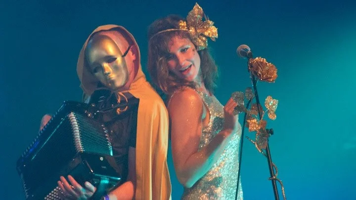 Emily and I doing a duet with the Fabbies.