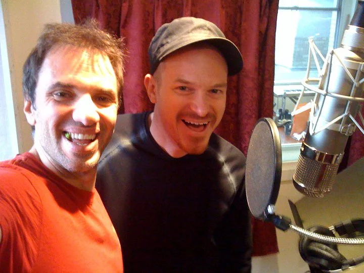 In the booth with comedian Paul Mecurio.