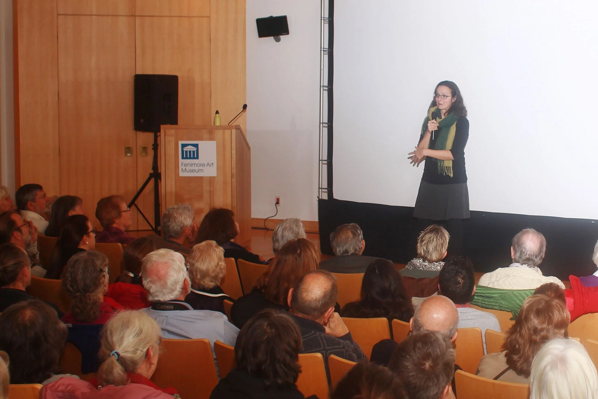 Director Suzanne Crocker talks about her film "All the Time in the World" in the Fenimore Art Museum auditorium at the 2016 Film Days.