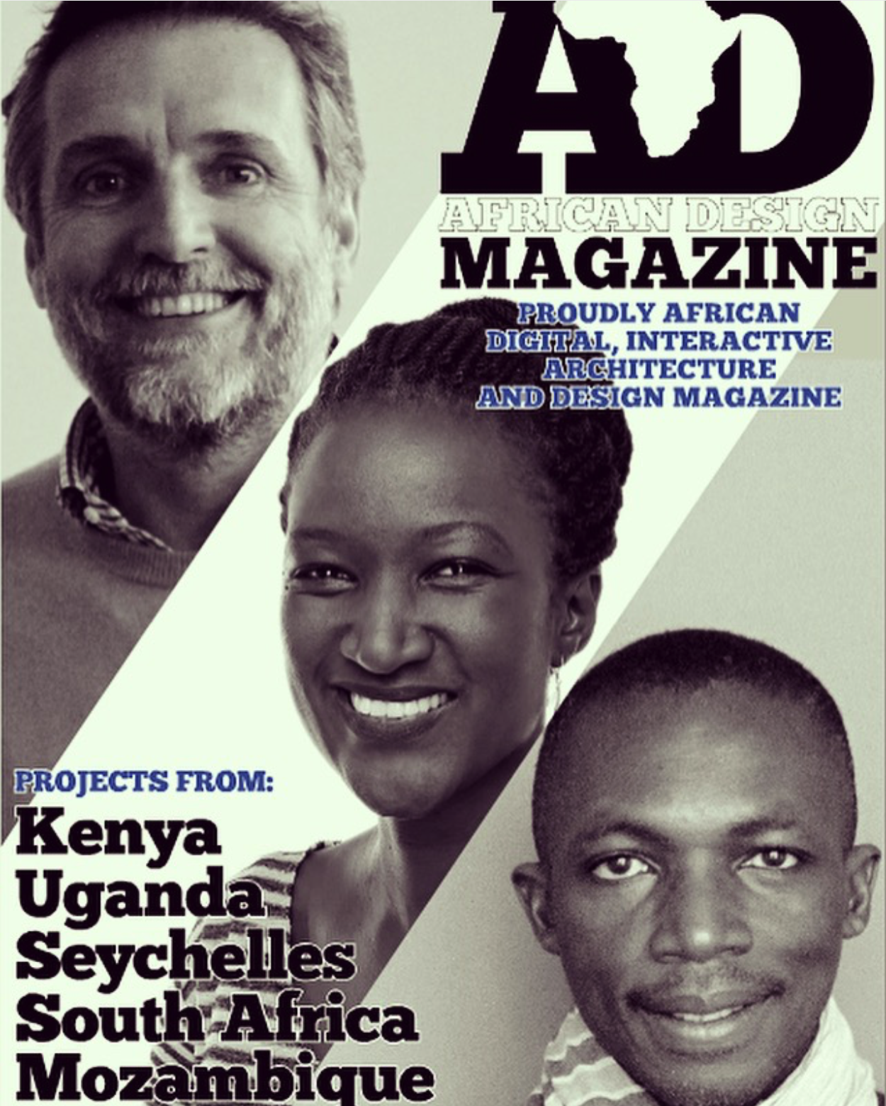 Urko Sanches, Doreen Adengo , and Issa Diabate on the cover of the African Design Magazine.