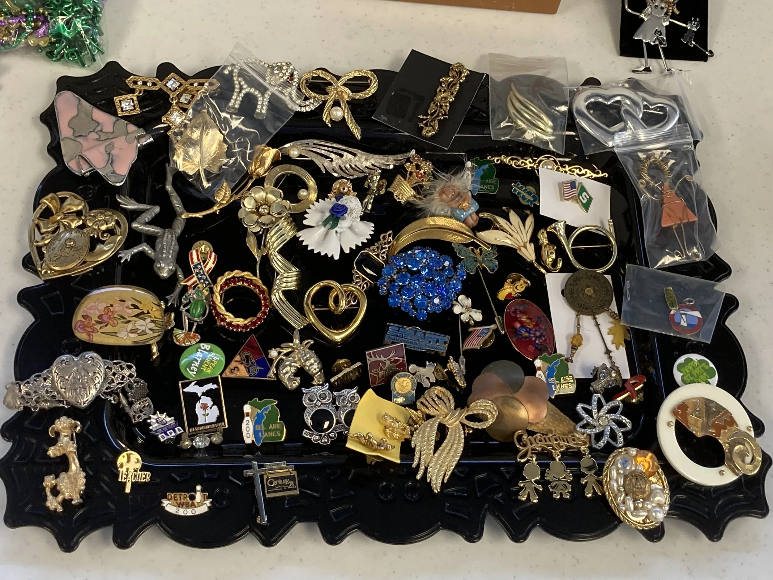 A photo of a selection of costume jewelry from the purse & jewelry sale.