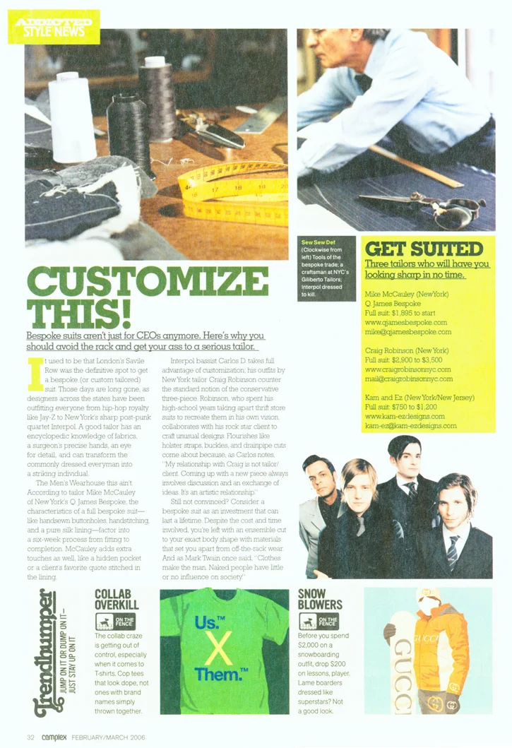 Complex Magazine feature on Bespoke Suits