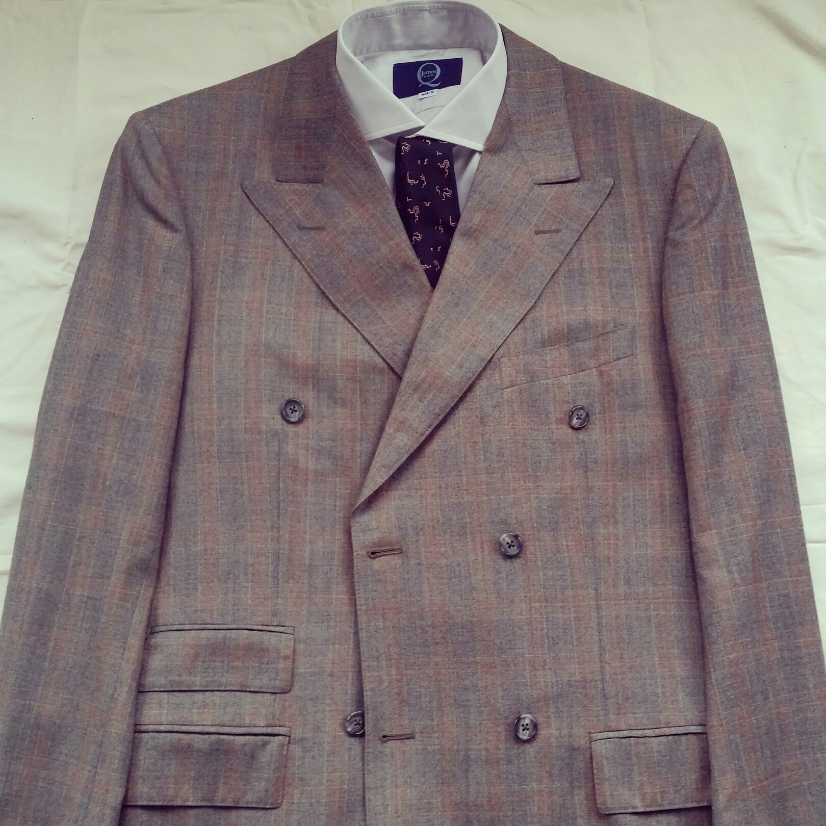 Grey with Pink check Double Breasted suit