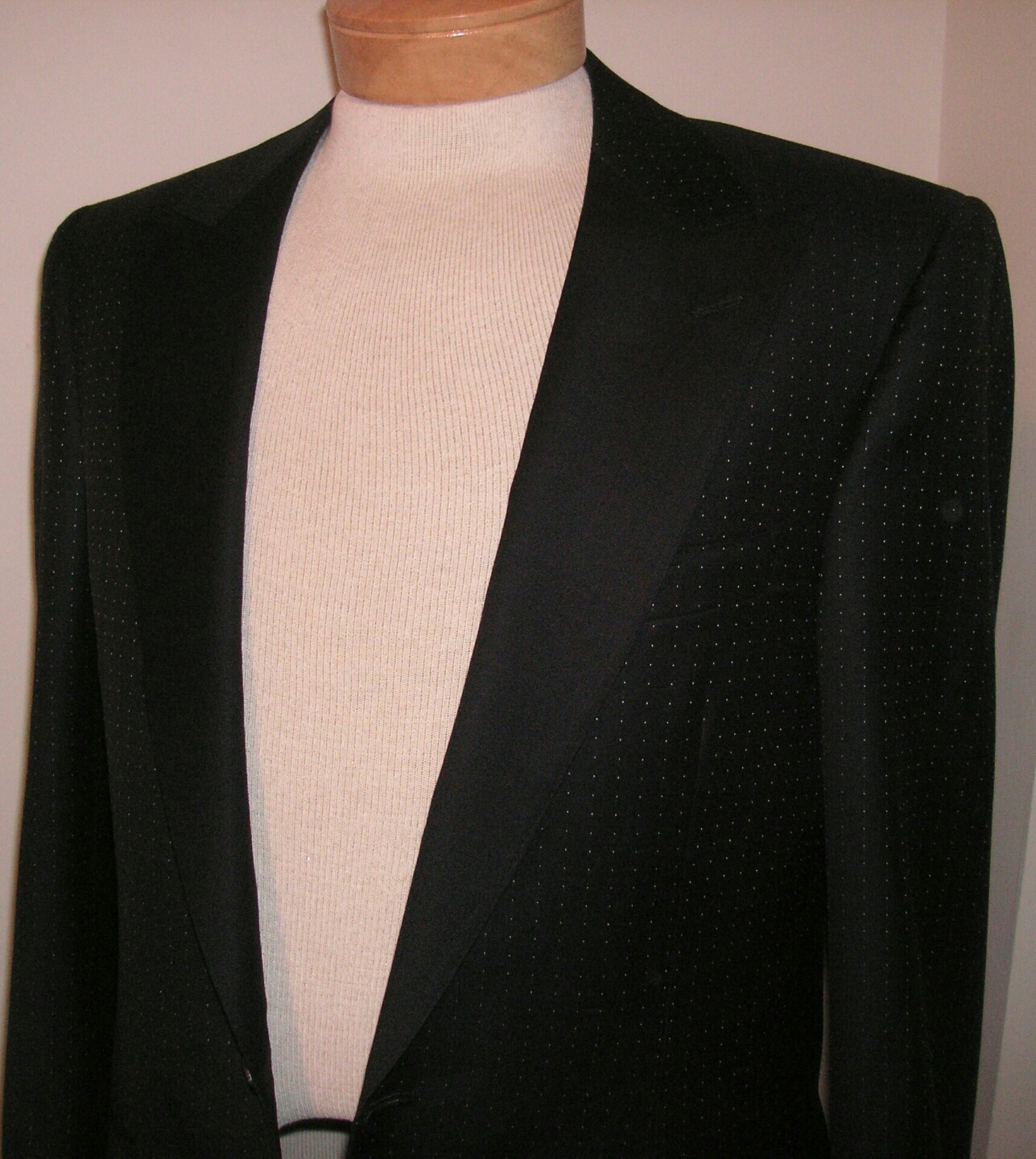 Navy with mini dot pattern Formal Dinner Jacket. Dormeuil wool