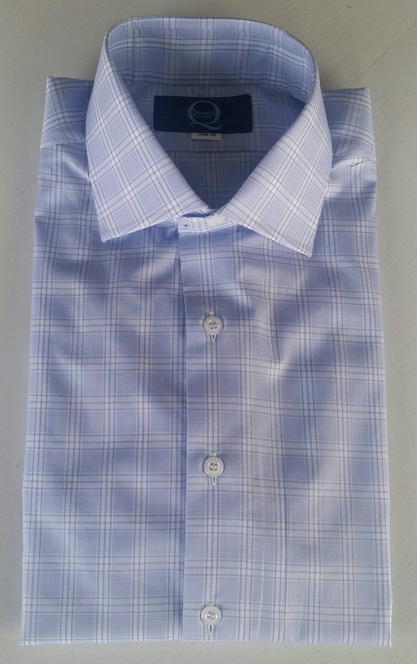 Light blue shirt with large check Super 170s cotton