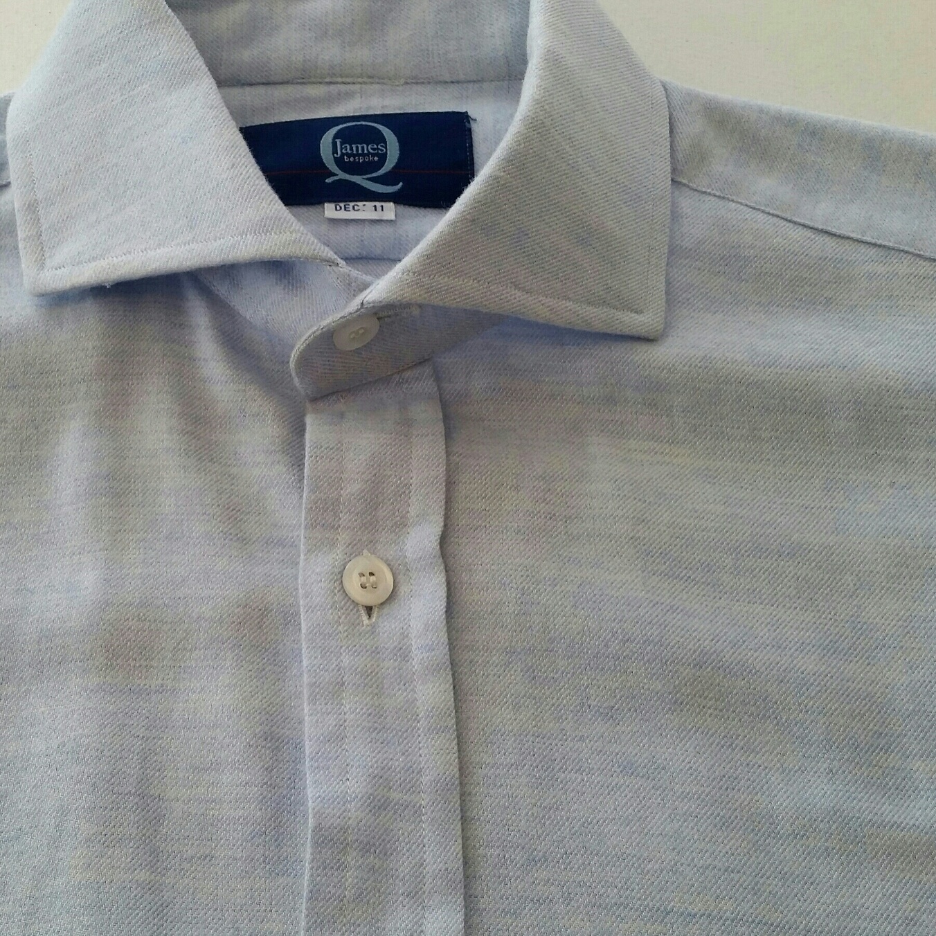 Light blue brushed cotton & wool dress shirt